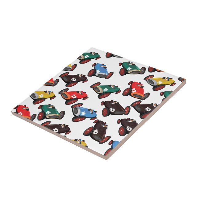 Azulejo De Cerámica Coches de Carreras de época (Lado)