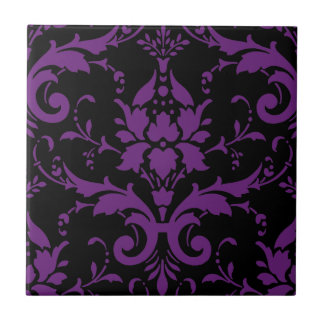 Azulejo De Cerámica Cocina de juego de Damasco morado y negro