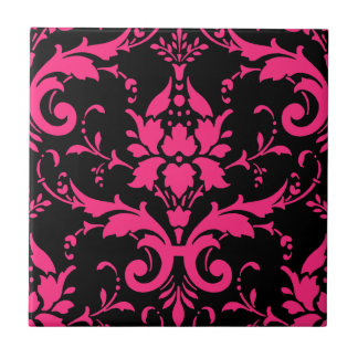 Azulejo De Cerámica Cocina de juego de Damasco rosa y Negro
