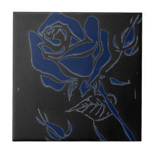 Azulejo De Cerámica Cocina "Rosa azul oscuro" Jardín Tile cerámico