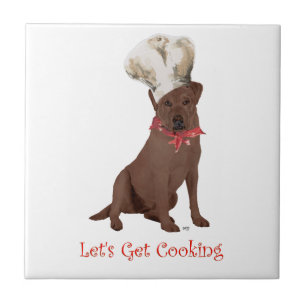 Azulejo De Cerámica Cocinando Labrador Retriever de Chocolate