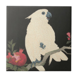 Azulejo De Cerámica Cockatoo blanco japonés del Bello Artes el | del