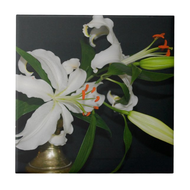 Azulejo De Cerámica Colección irlandesa de Brass y Flores (Frente)