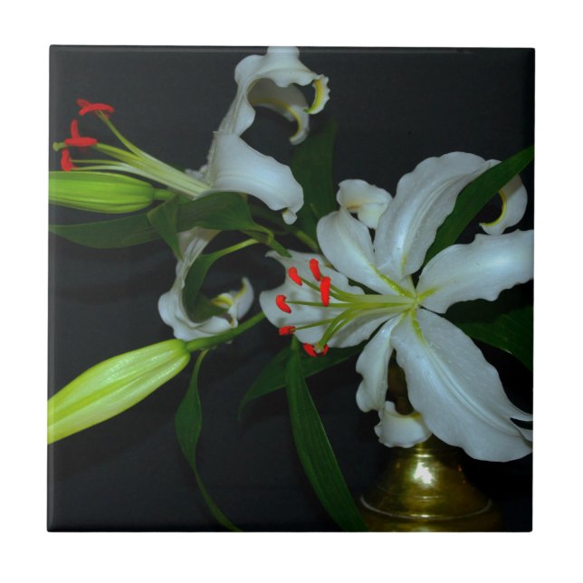 Azulejo De Cerámica Colección irlandesa de Brass y Flores (Frente)