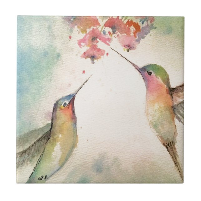 Azulejo De Cerámica colibríes (Frente)