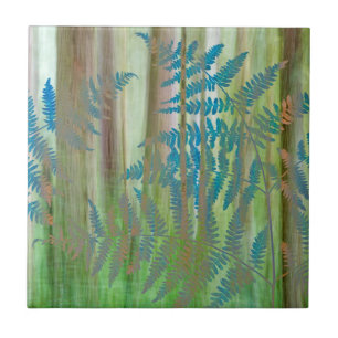 Azulejo De Cerámica Collage de helechos y bosque de Bracken Seabeck,