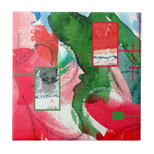 Azulejo De Cerámica collage del arte abstracto, técnicas mixtas y
