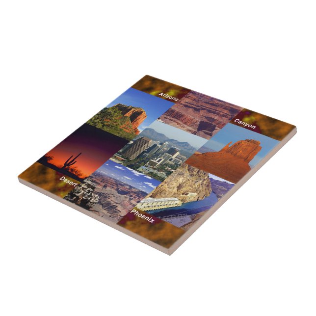 Azulejo De Cerámica Collage del desierto de Arizona (Lado)