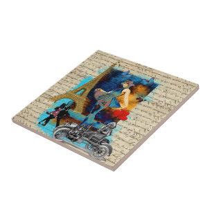 Azulejo De Cerámica Collage romántico de París