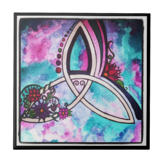 Azulejo De Cerámica Color de agua brillante Triquetra celta
