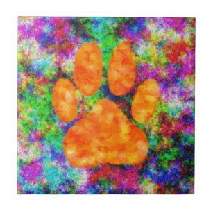 Azulejo De Cerámica Colores de agua de impresión de pastas de perro