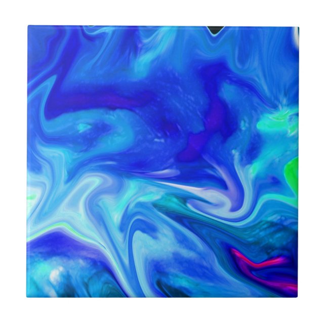 Azulejo De Cerámica Colores del azul de cobalto (Frente)