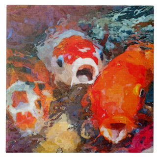 Azulejo De Cerámica Colorido Koi Fish
