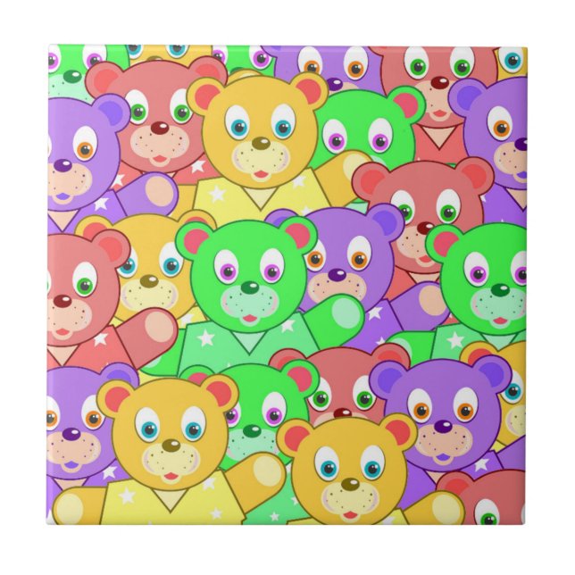 AZULEJO DE CERÁMICA COLORIDOS OSOS TEDIDOS (Frente)