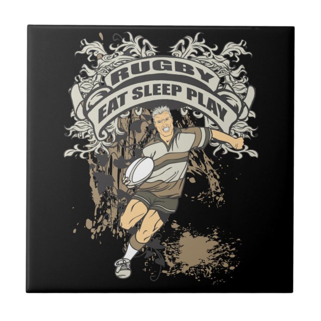 Azulejo De Cerámica Coma, duerma rugbi del juego (Frente)