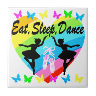 AZULEJO DE CERÁMICA COMER, DORMIR, BAILAR EL CORAZÓN Y LAS MARIPOSAS