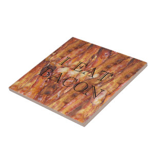 Azulejo De Cerámica Comí Bacon Text con fondo