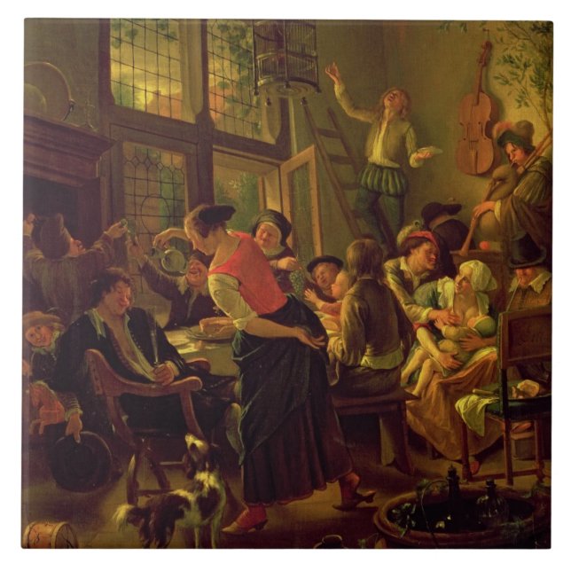 Azulejo De Cerámica Comida de la familia (aceite en lona) (Frente)