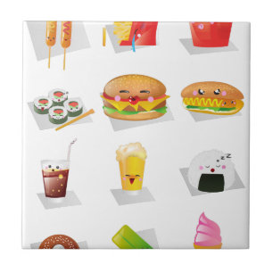 Azulejo De Cerámica comida rápida kawaii