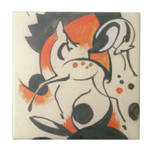 Azulejo De Cerámica Composición con dos ciervos de Franz Marc