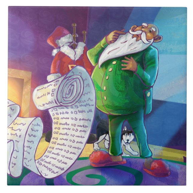 Azulejo De Cerámica Compruébelo dos veces Santa (Frente)