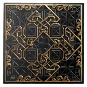Azulejo de cerámica con acento de mosaico de oro n