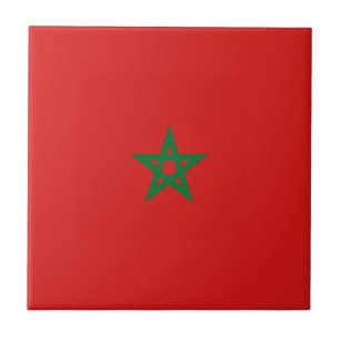 Azulejo de cerámica con bandera de Marruecos