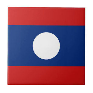 Azulejo de cerámica con la bandera de Laos