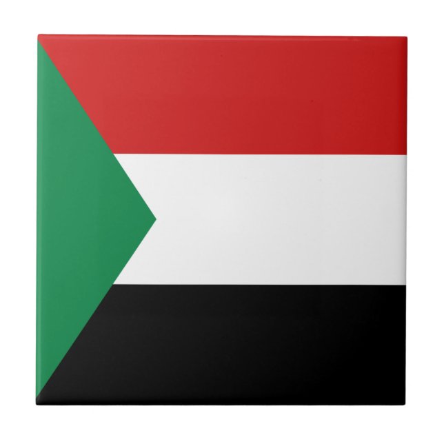 Azulejo de cerámica con la bandera de Sudán (Frente)
