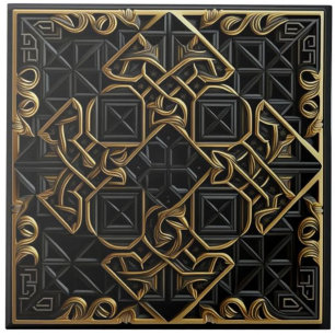 Azulejo de cerámica con mosaico de oro negro repet