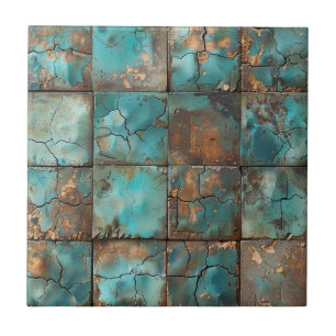 Azulejo de Cerámica con Pátina de Cobre Desgastado