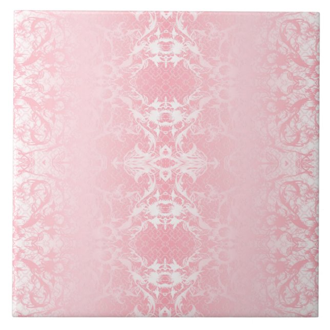 Azulejo de cerámica con patrón abstracto rosa (Frente)