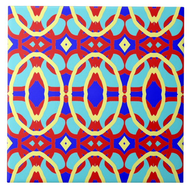 Azulejo de cerámica con patrón clásico multicolor  (Frente)