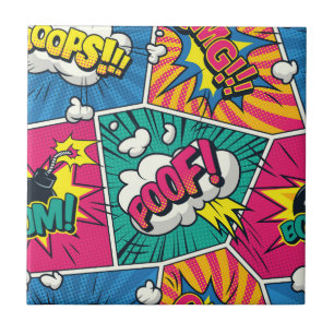 Azulejo de cerámica con patrón de arte pop de cómi