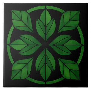 Azulejo de cerámica con patrón de hojas elegantes