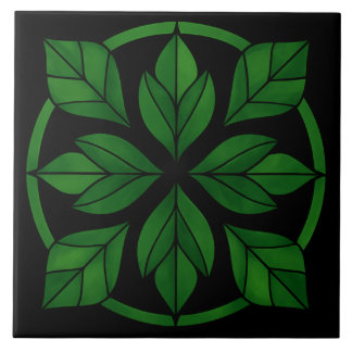 Azulejo de cerámica con patrón de hojas elegantes