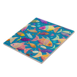 Azulejo de cerámica con patrón de pez