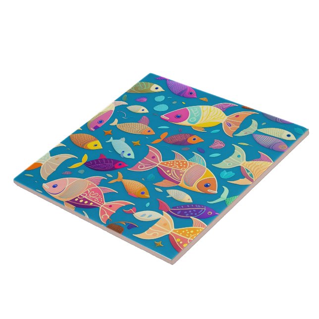 Azulejo de cerámica con patrón de pez (Lado)