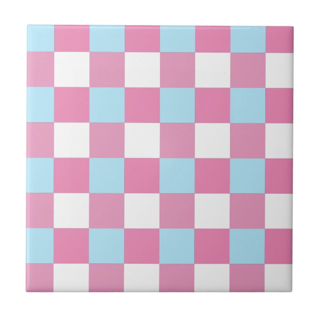 Azulejo de cerámica con patrón de tablero de ajedr (Frente)