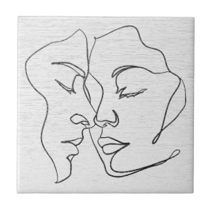 Azulejo De Cerámica Con Rostro De Amantes En Línea