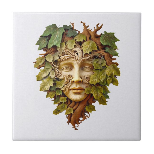 Azulejo de Cerámica con Talla de Bosque (Frente)