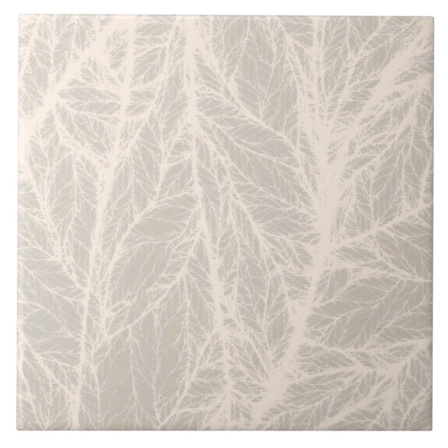 Azulejo de cerámica con textura de hoja beige (Frente)
