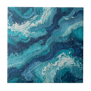 Azulejo de cerámica con textura de ola oceánica ab