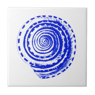 Azulejo De Cerámica Conchas marinas: azul cobalto y blanco