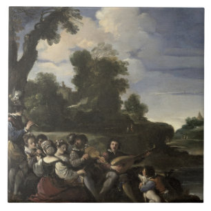Azulejo De Cerámica Concierto Champetre, 1617 (aceite en el panel)