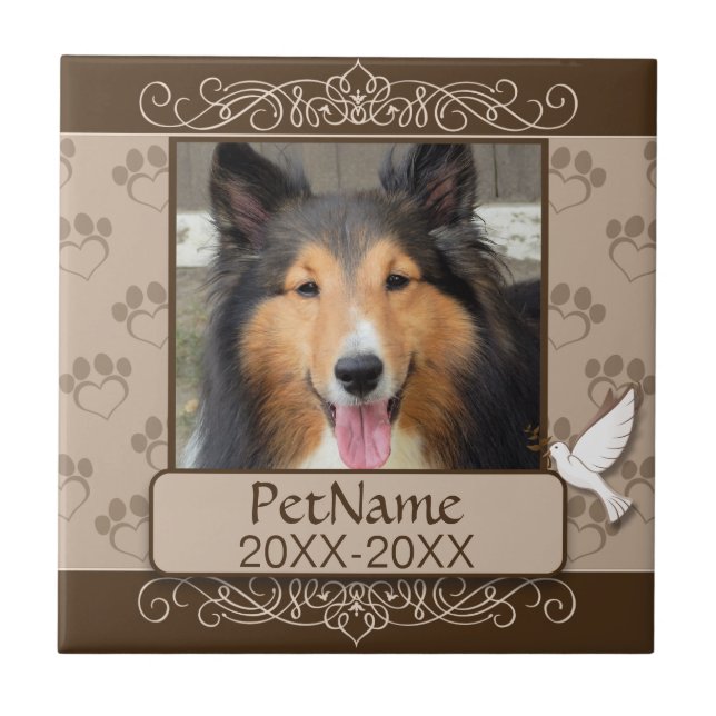 Azulejo De Cerámica Condolencia de encargo del mascota de los (Frente)