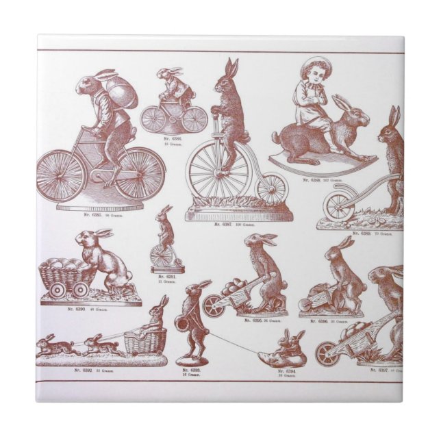 Azulejo De Cerámica Conejitos antiguos del catálogo del molde del (Frente)