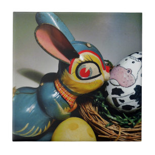 Azulejo De Cerámica Conejo de juguetes y huevo de vaca