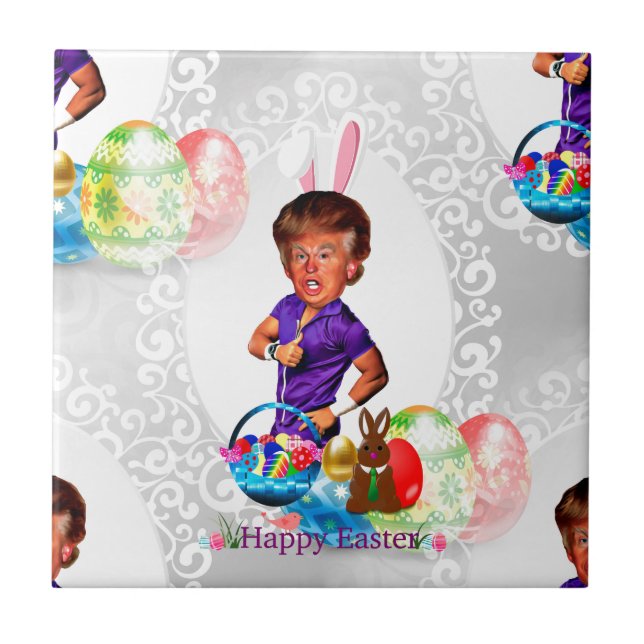 Azulejo De Cerámica conejo de pascua donald trump (Frente)