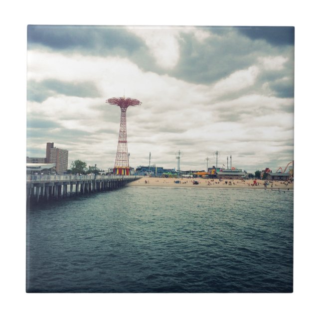 Azulejo De Cerámica Coney Island Beach Panorama (Frente)